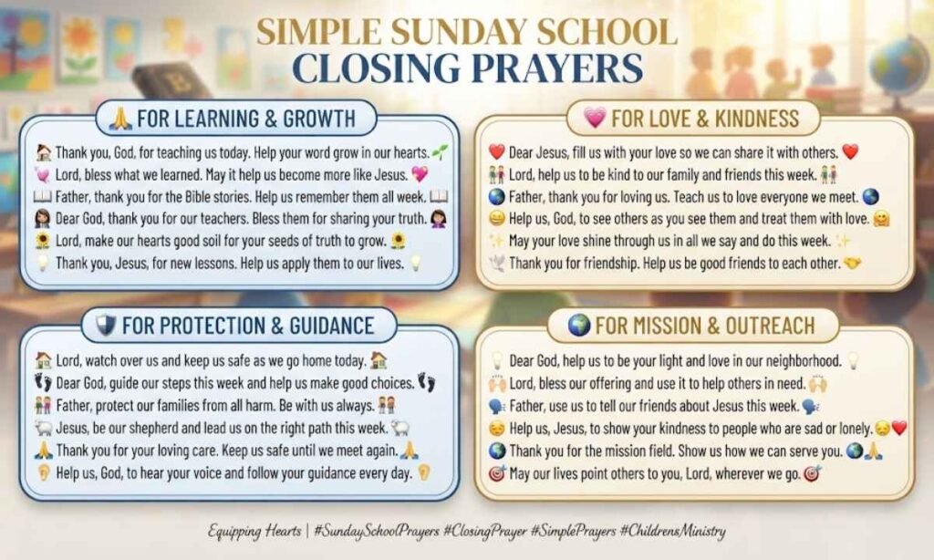 Simple Sunday School Closing Prayers